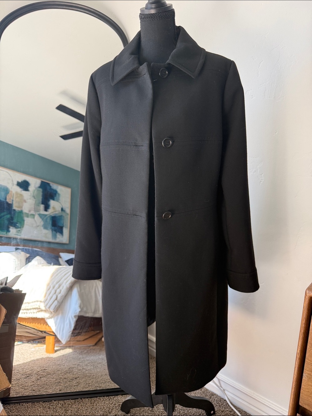 Talbots Black Women's Single-Breasted Trench Coat